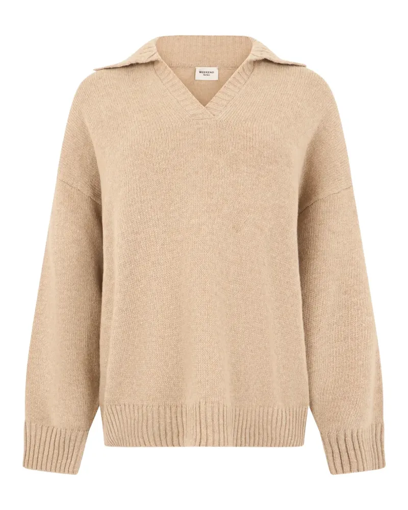 Max Mara Pullover aus Schurwolle mit Spreizkragen - Nude Nude