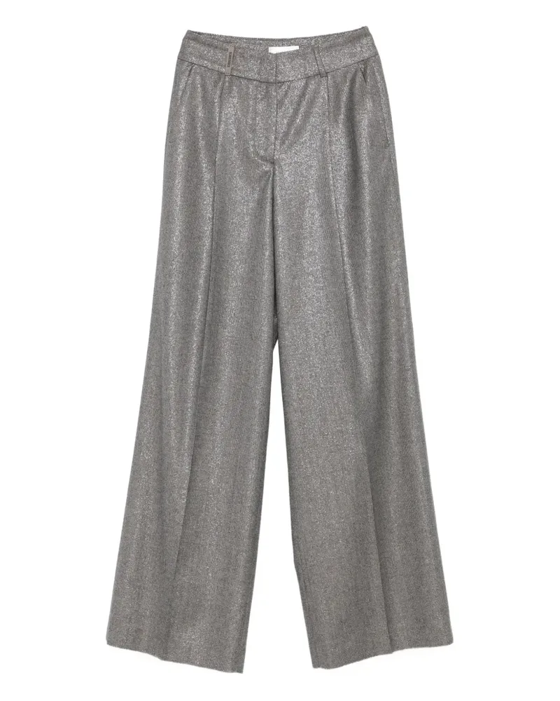 Peserico Hose in Metallic-Optik - Silber Silber
