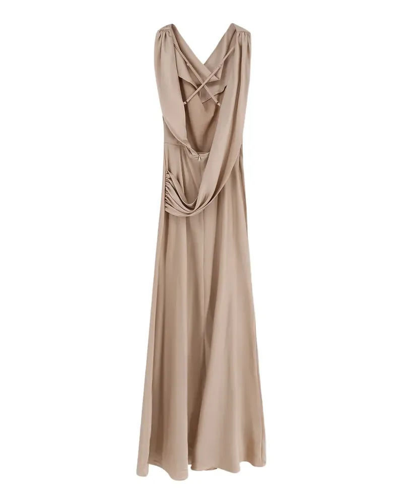 ACTUALEE satin-waistband sleeveless maxi dress - Nude Nude