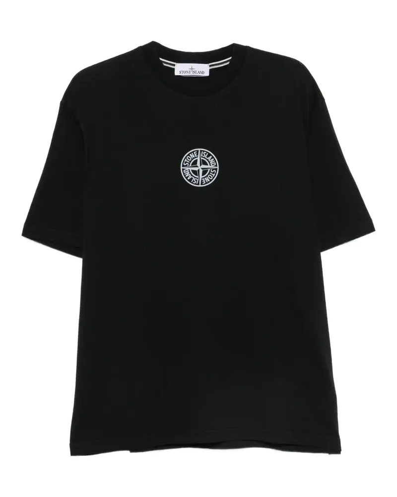 Stone Island T-Shirt mit Logo-Print - Schwarz Schwarz
