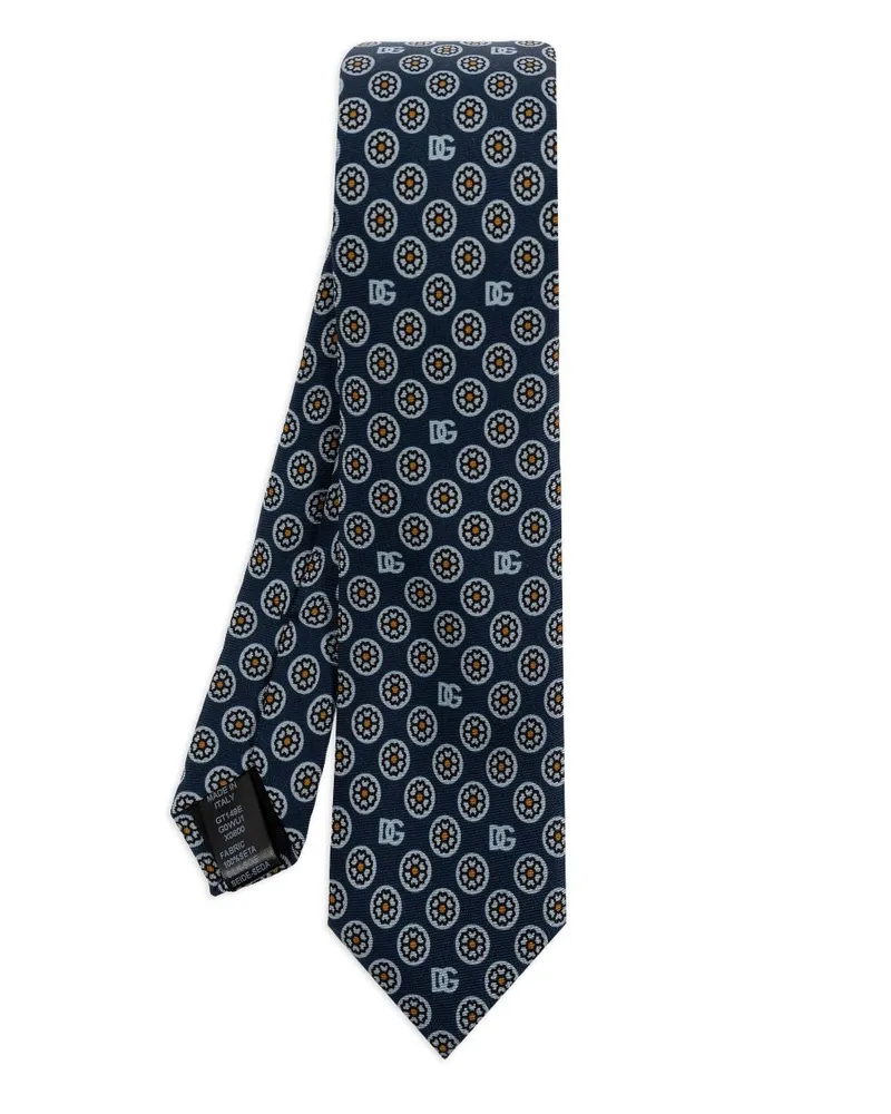 Dolce & Gabbana Jacquard-Krawatte mit Blumenmuster - Blau Blau
