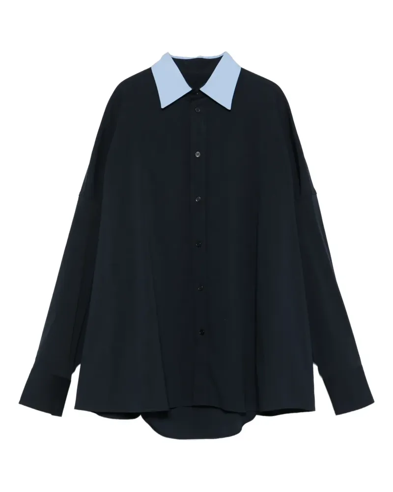 PLAN C contrast-collar shirt - Blau Blau