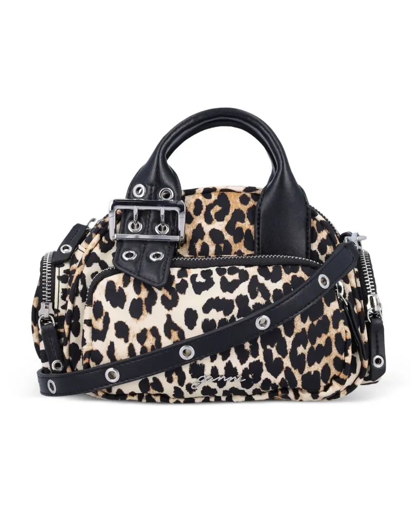 Ganni leopard-print mini bag - Nude Nude