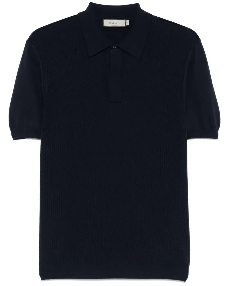 Canali Gestricktes Poloshirt - Blau Blau