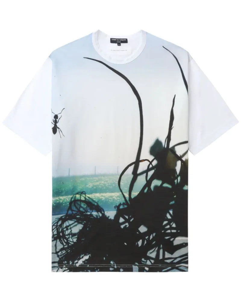 Comme des Garçons T-Shirt mit Landschafts-Print Weiß