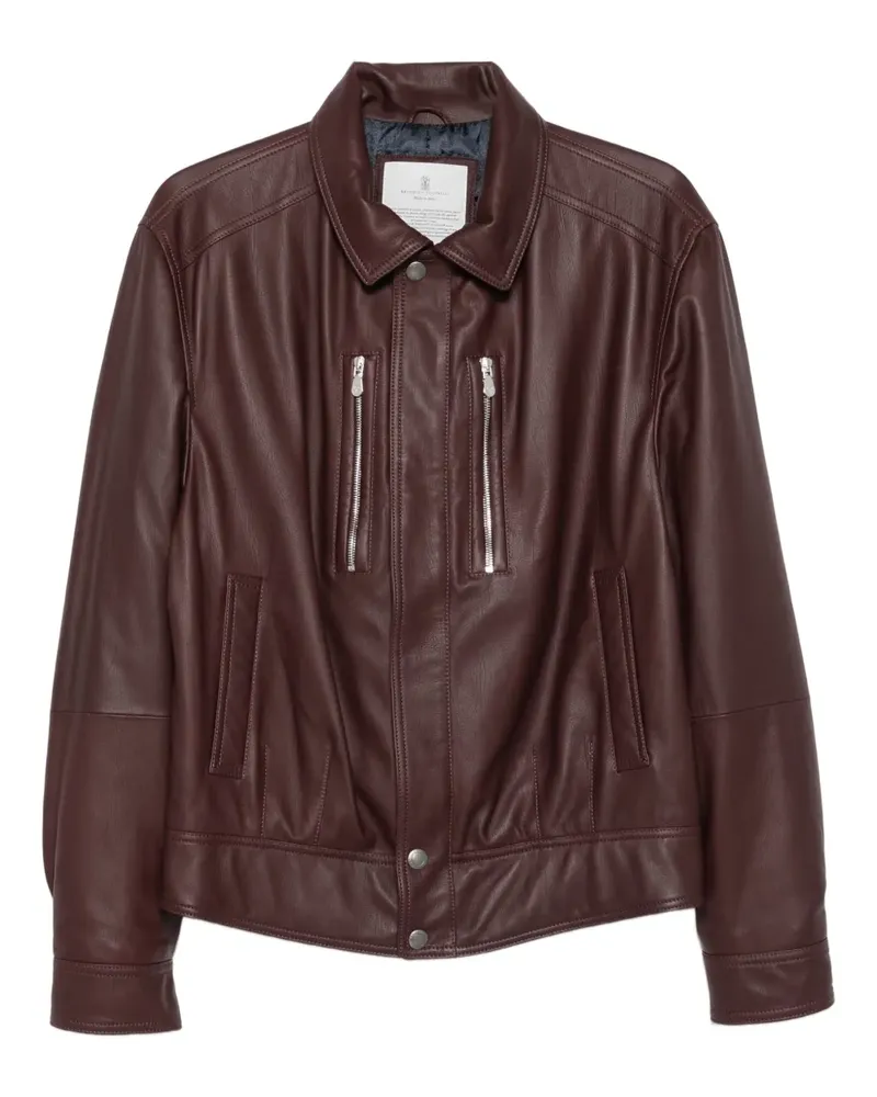 Brunello Cucinelli Lederjacke mit Reißverschluss - Braun Braun