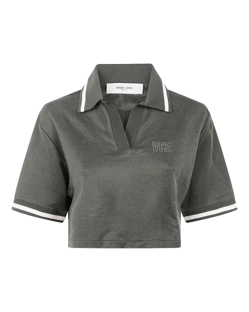 Golden Goose logo-embroidered V-neck T-shirt - Grün Grün