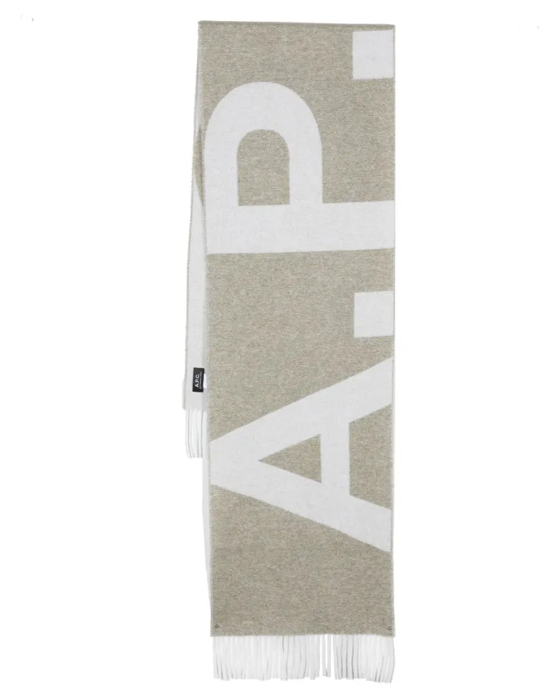 A.P.C. Schal mit Intarsien-Logo - Grün Grün
