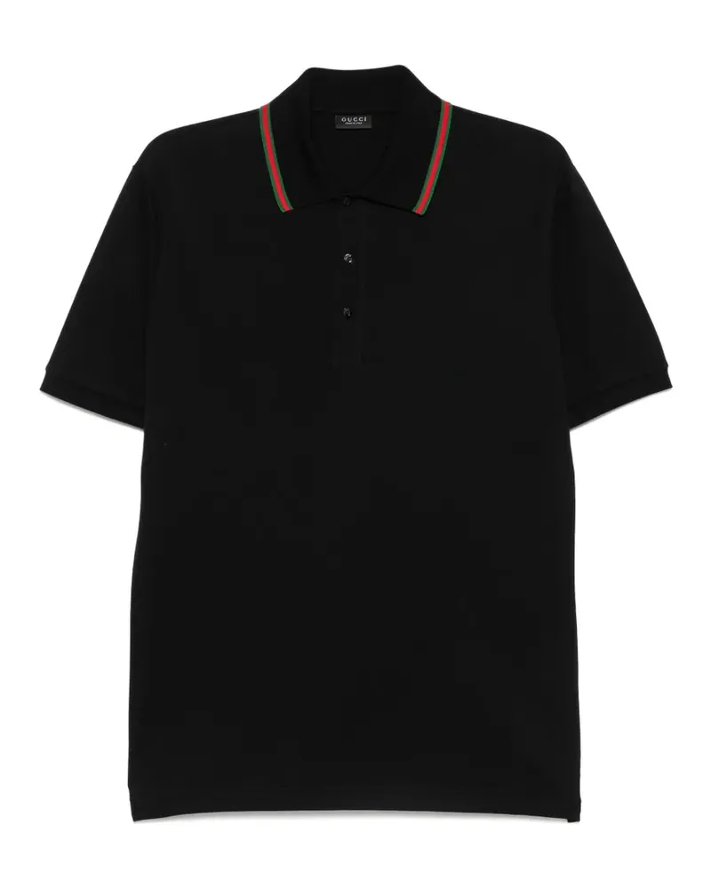 Gucci Piqué-Poloshirt mit Webstreifen - Schwarz Schwarz