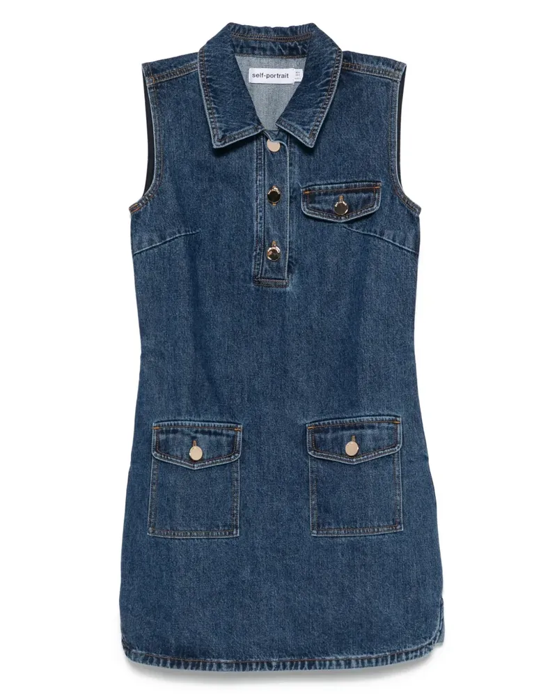 Self-Portrait Kleid aus Denim - Blau Blau