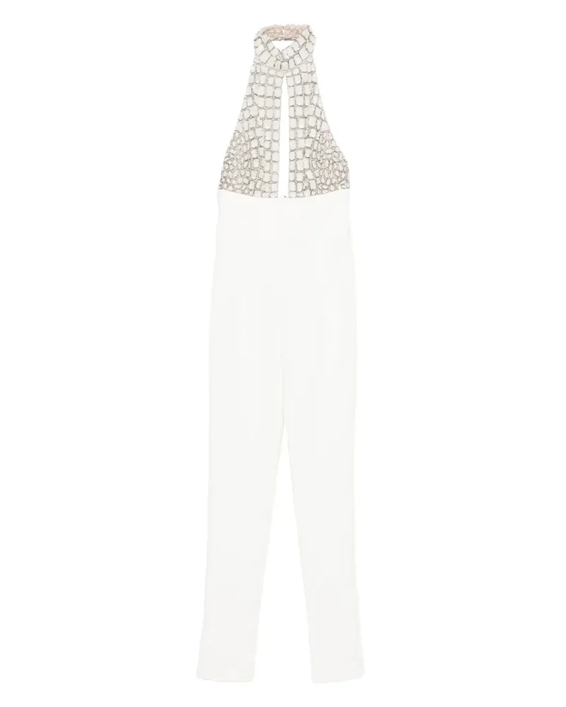 Elisabetta Franchi Verzierter Neckholder-Jumpsuit - Weiß Weiß