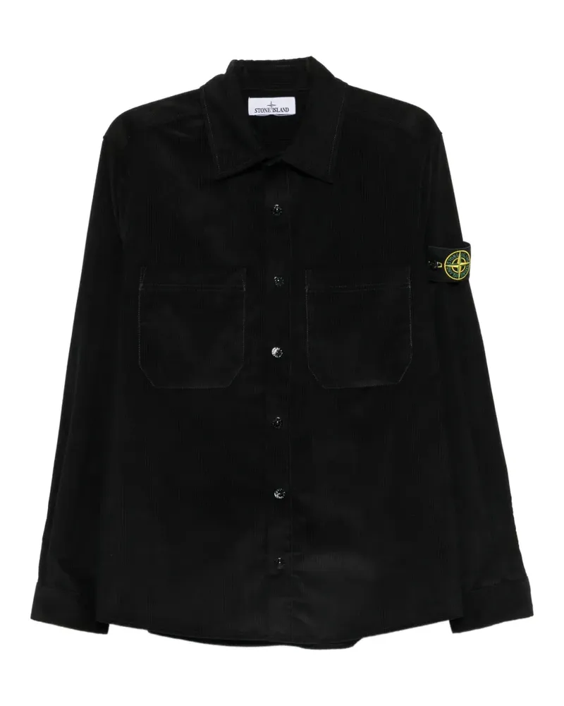 Stone Island Hemd mit Logo-Patch - Schwarz Schwarz