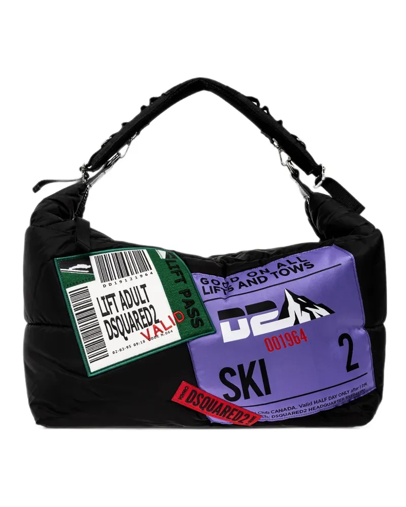 Dsquared2 quilted patch-detail shoulder bag - Schwarz Schwarz