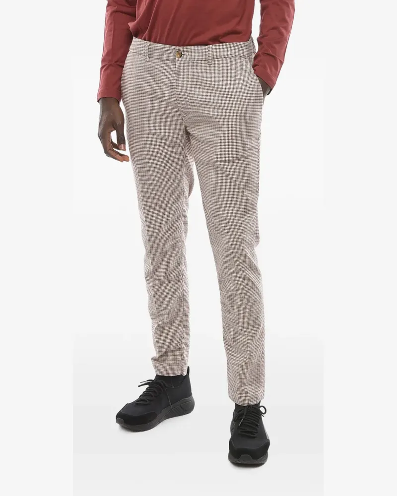 CRUNA Newtown houndstooth-pattern trousers - Nude Nude