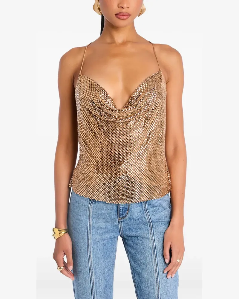 Retrofête Shiloh Chainmail-Camisole-Top mit Wasserfallausschnitt - Gold Gold