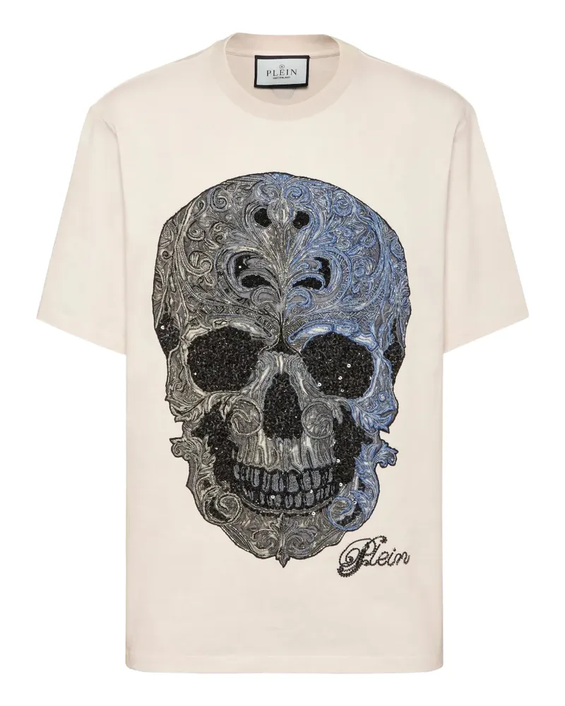 Philipp Plein T-Shirt mit Totenkopf - Weiß Weiß