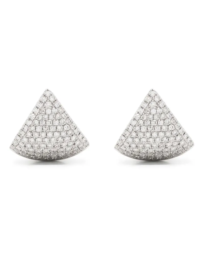 EF Collection 14kt Weißgoldohrstecker mit Diamant - Silber Silber