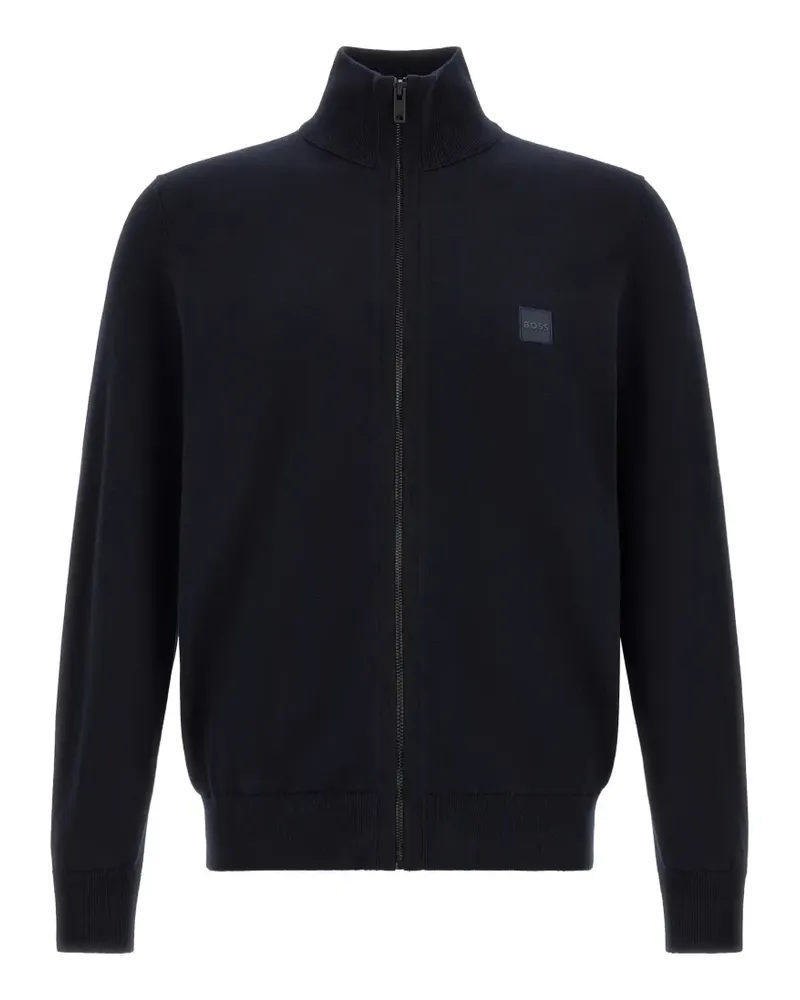 HUGO BOSS knitted jacket in cotton and cashmere - Blau Blau