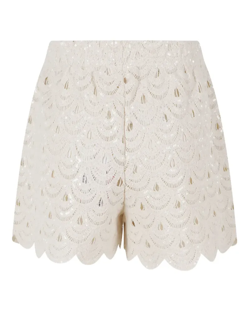 MC2 Saint Barth Meave sequin-embellished crochet shorts - Nude Nude
