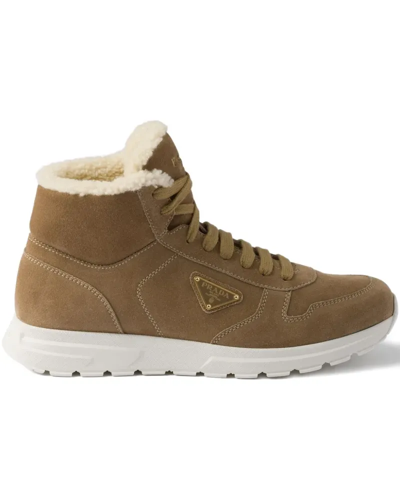 Prada High-Top-Sneakers mit Shearling - Braun Braun