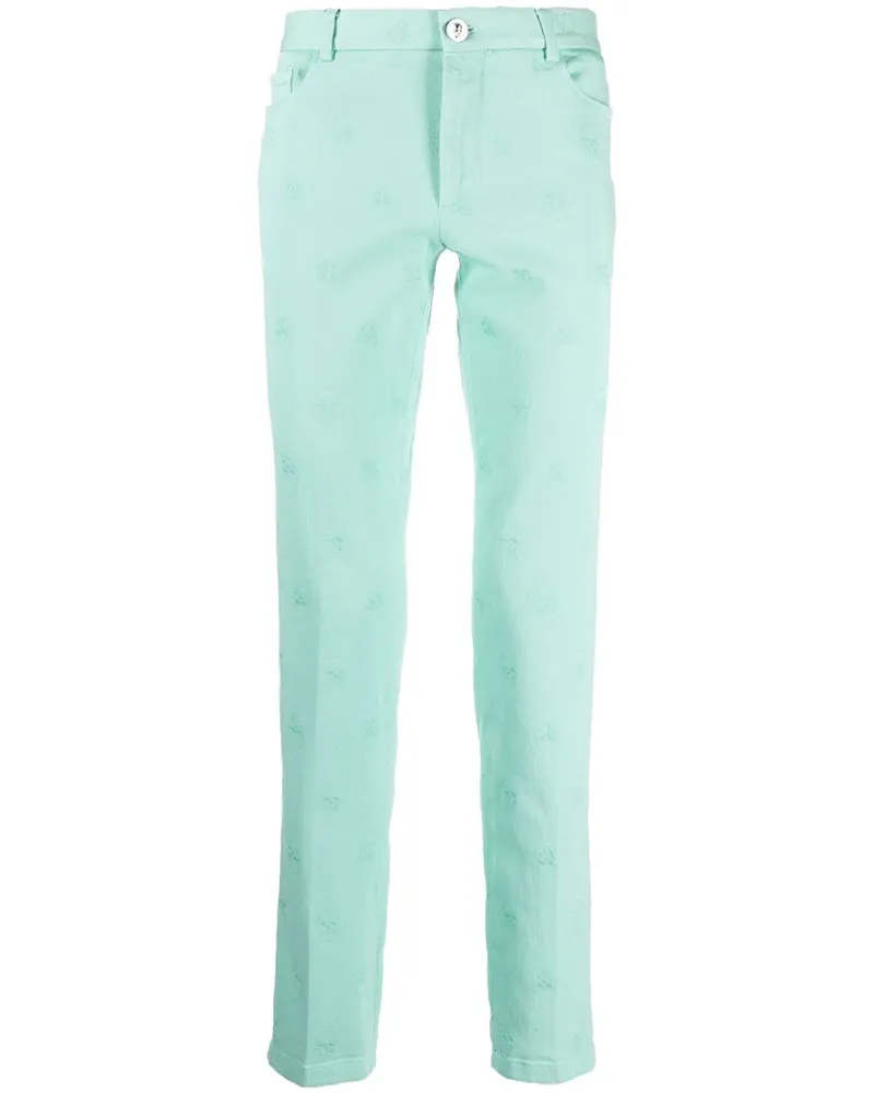 Philipp Plein Straight-Leg-Hose mit Totenkopf - Blau Blau