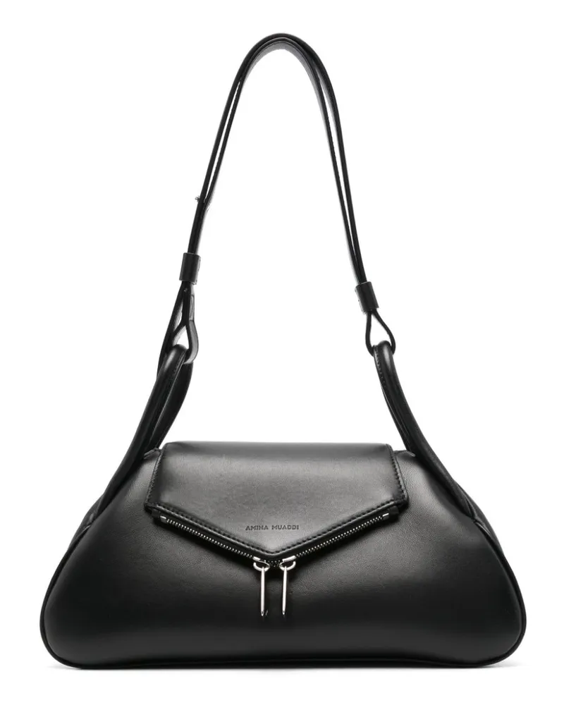 Amina Muaddi Gemini Schultertasche aus Leder - Schwarz Schwarz