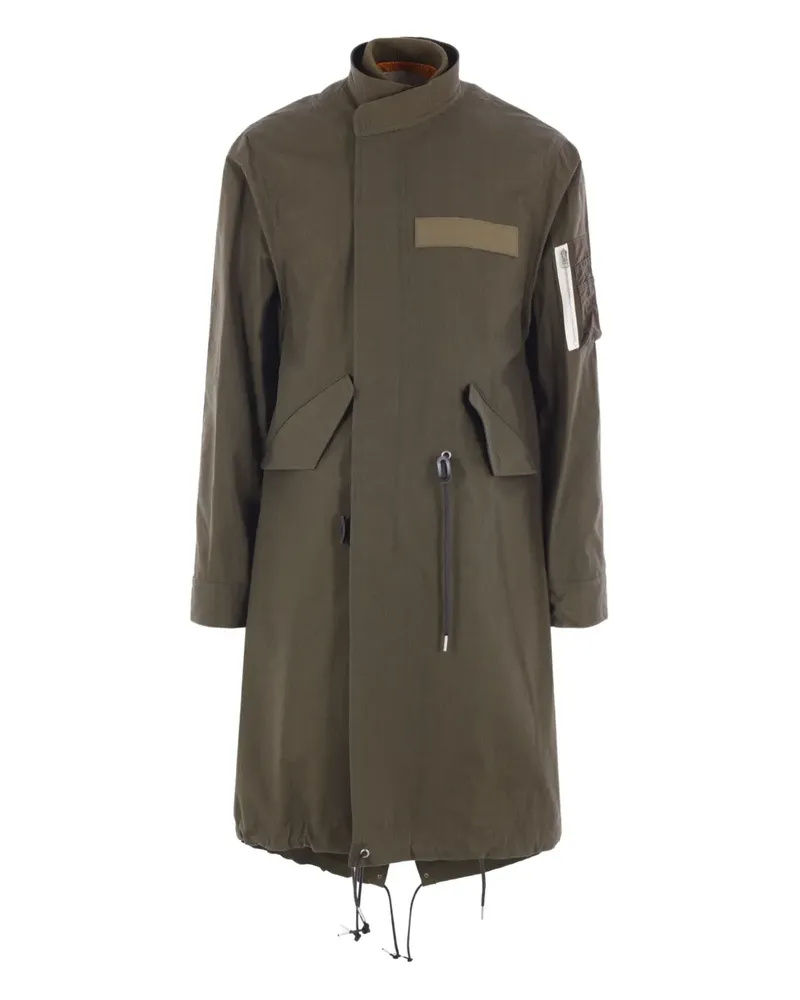 Sacai Kordelzug-Mantel mit aufgesetzten Taschen - Grün Grün