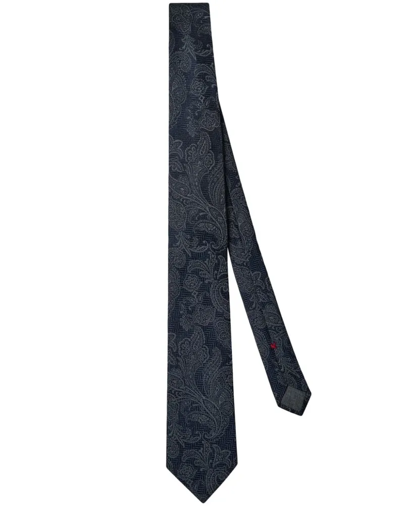 Brunello Cucinelli Seidenkrawatte mit Paisleymuster - Blau Blau