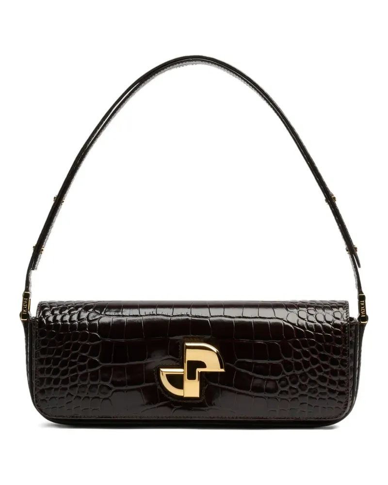 Patou Le Lock Schultertasche mit Kroko-Muster - Braun Braun