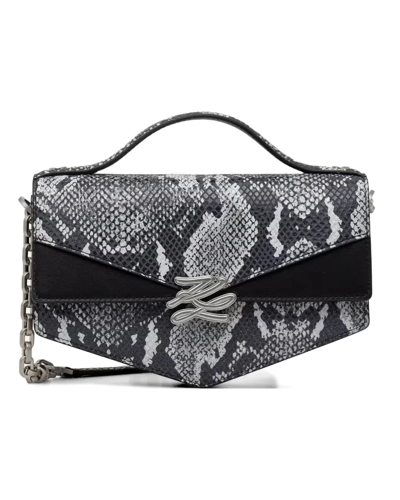 Karl Lagerfeld snake-effect logo-plaque cross body bag - Schwarz Schwarz