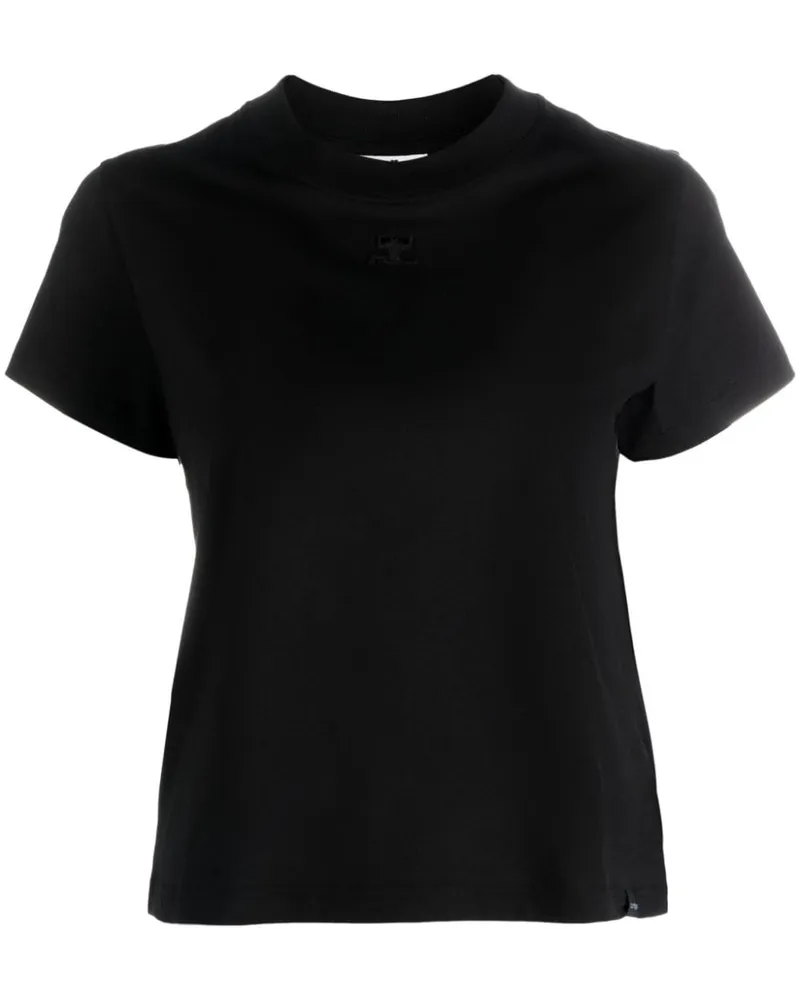 Courrèges T-Shirt mit rundem Ausschnitt - Schwarz Schwarz