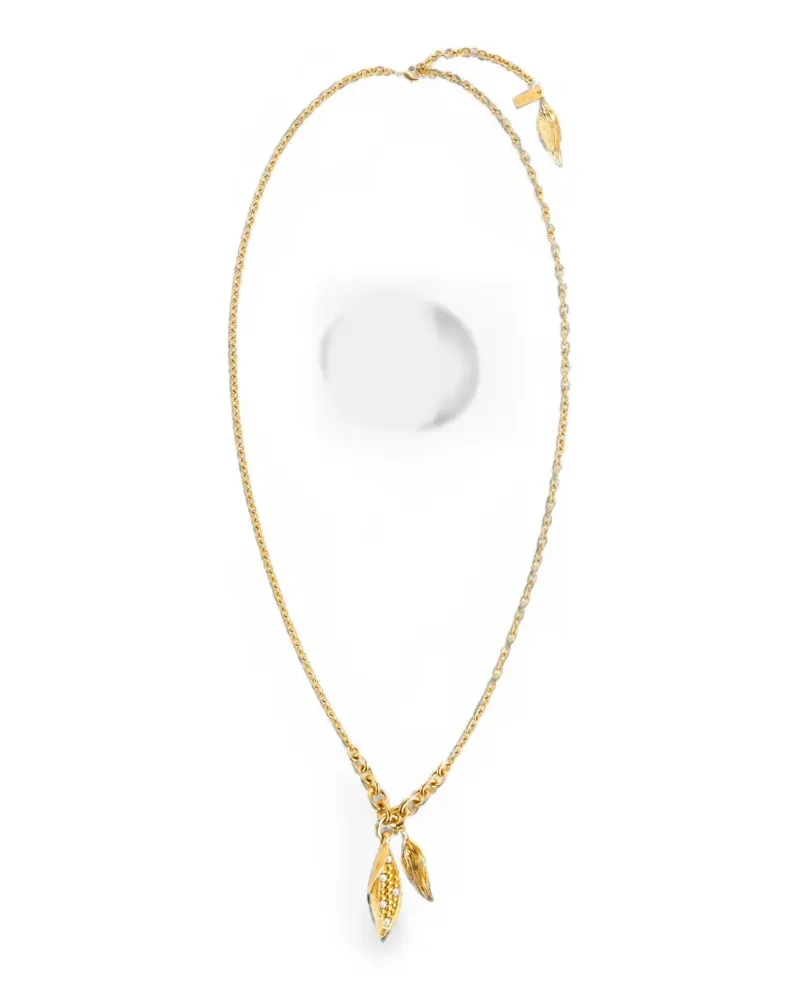 Chloé pearl-embellished leaf-pendant necklace - Gold Gold