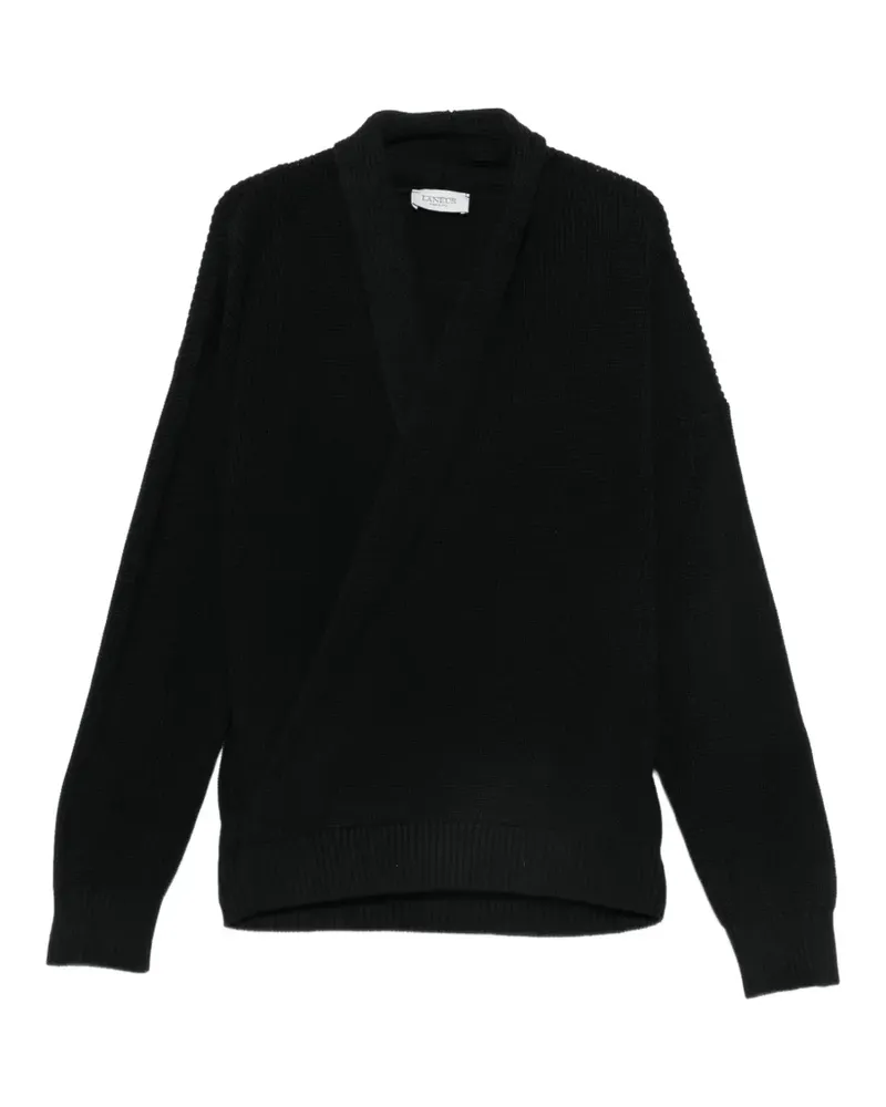 Laneus ribbed wrap-front sweater - Schwarz Schwarz