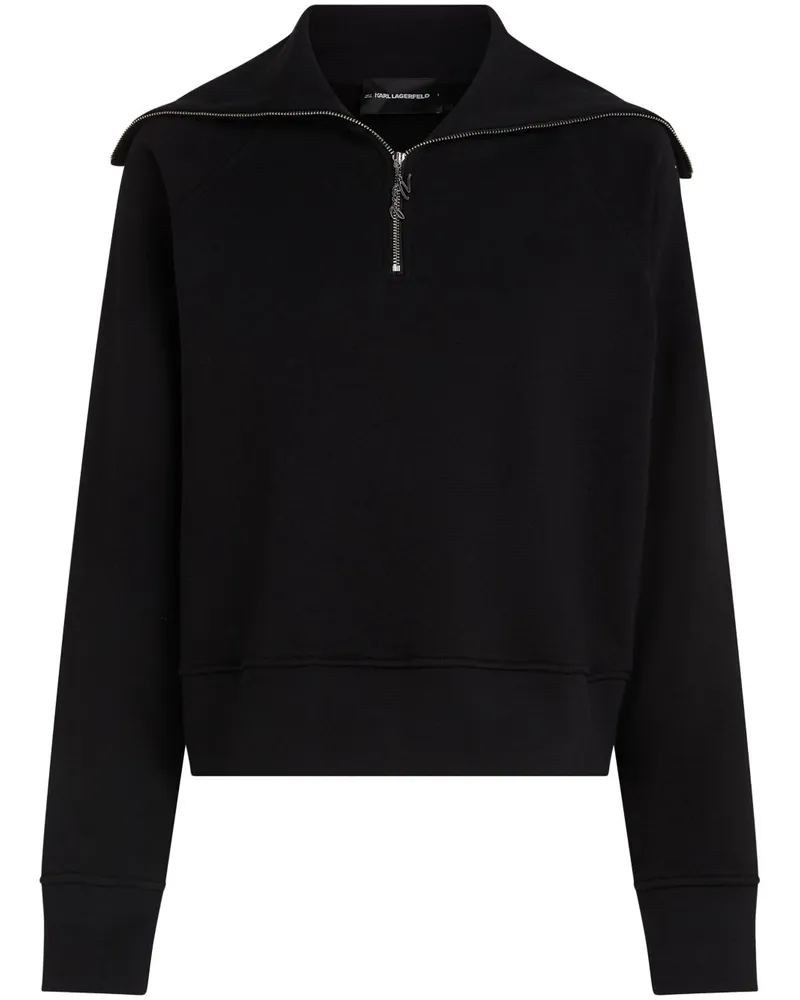 Karl Lagerfeld Sweatshirt mit kurzem Reißverschluss - Schwarz Schwarz