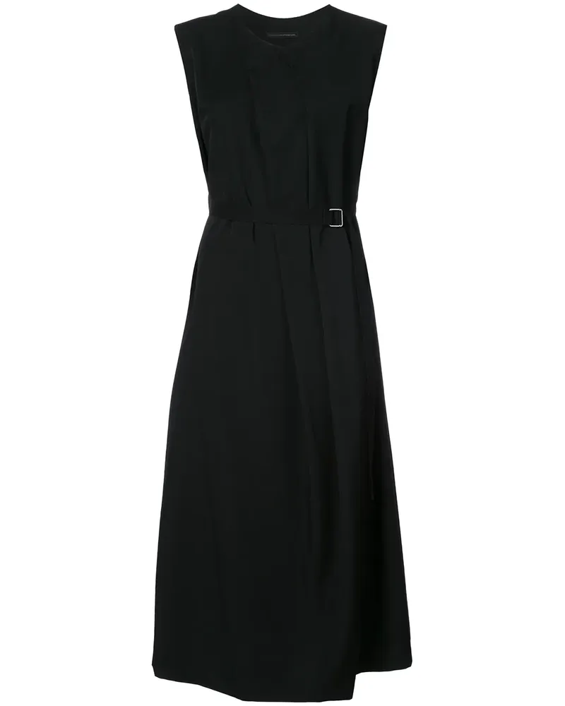 Yohji Yamamoto Midikleid mit Taillenband - Schwarz Schwarz
