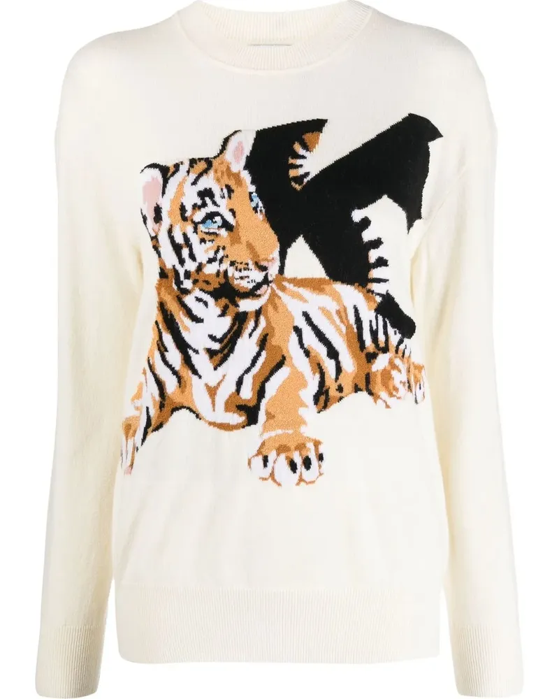 KRIZIA Intarsien-Pullover mit Tiger - Nude Nude