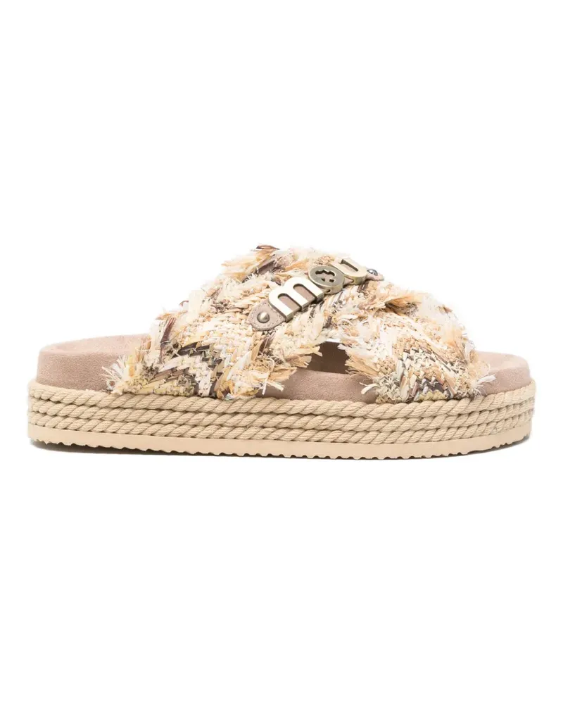 Mou fringed crossover-strap sandals - Nude Nude