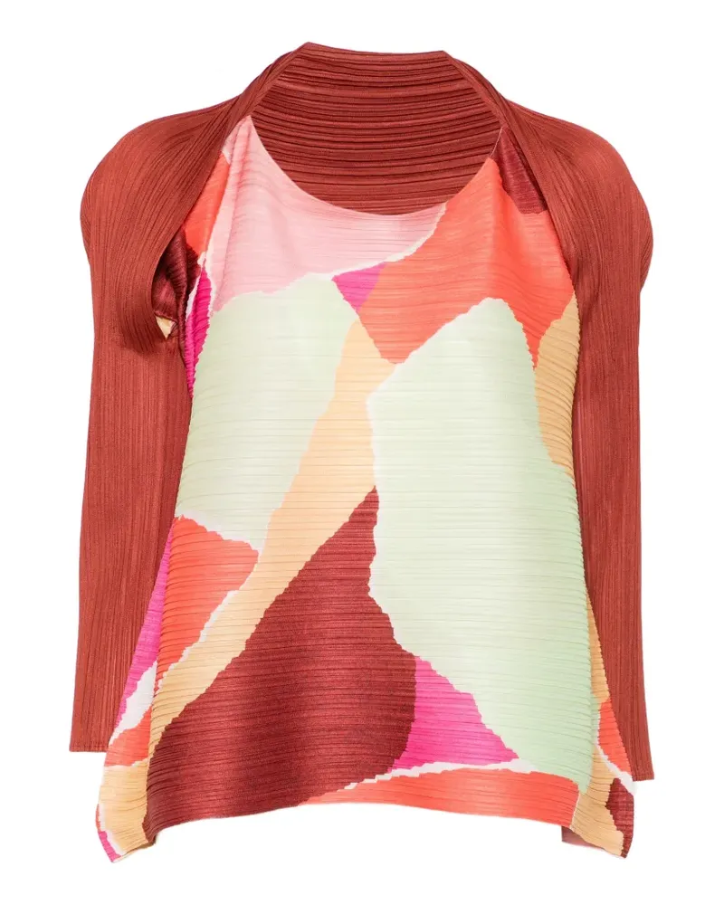 Issey Miyake Top mit abstraktem Print - Braun Braun