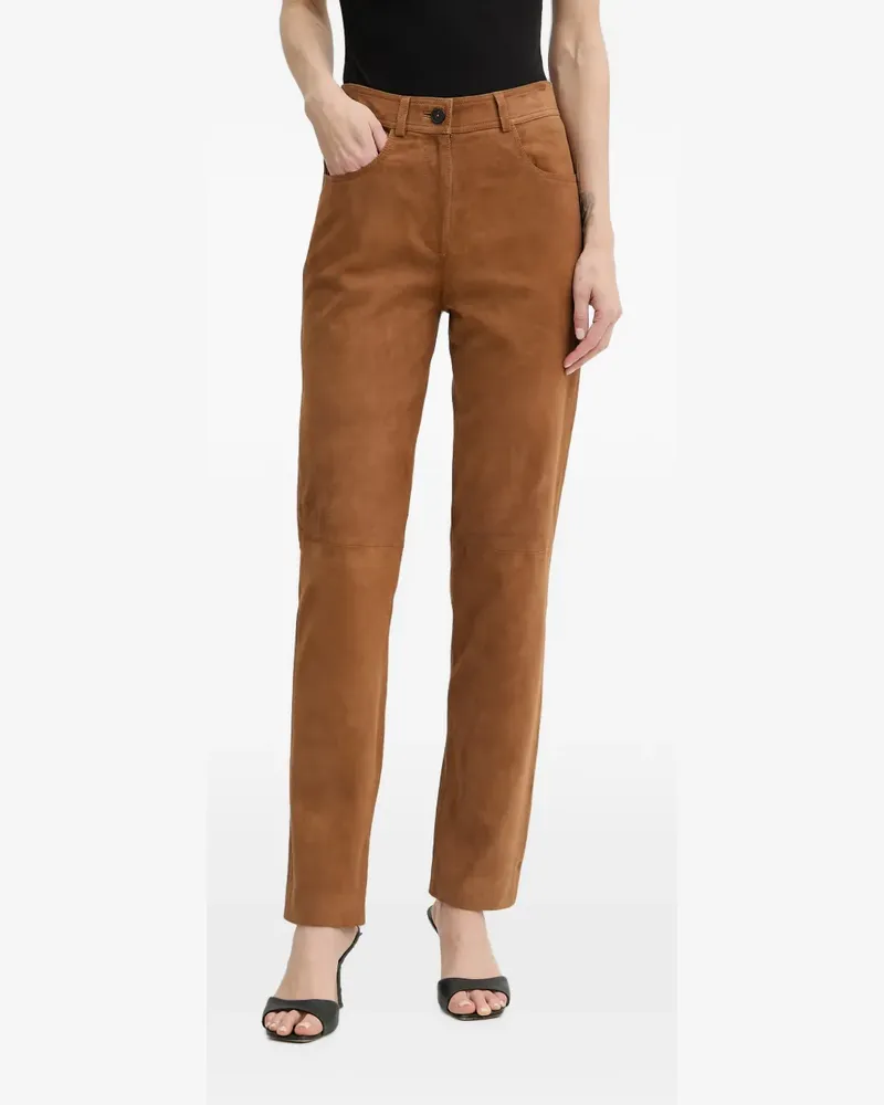 Luisa Spagnoli Aletta suede-finish panelled trousers - Braun Braun