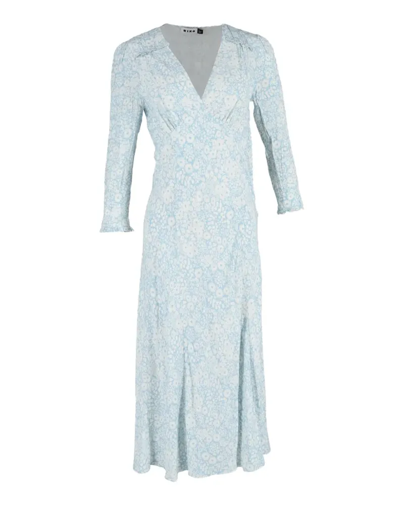 RIXO floral-print ruffled midi dress - Blau Blau