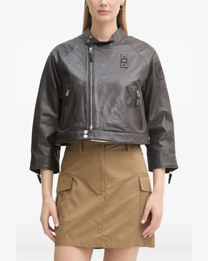 Blauer Lorette Cropped-Jacke - Braun Braun