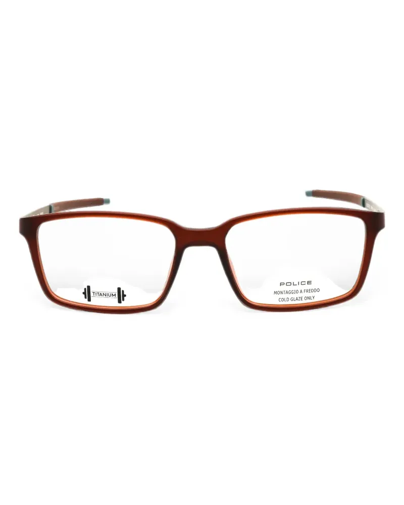 Police rectangle-frame glasses - Rot Rot