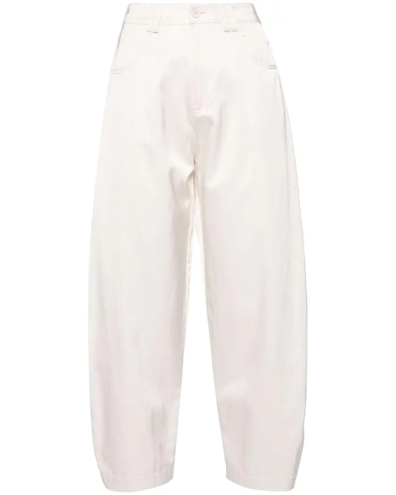 Pinko Wide-Leg-Hose in Satinoptik - Weiß Weiß