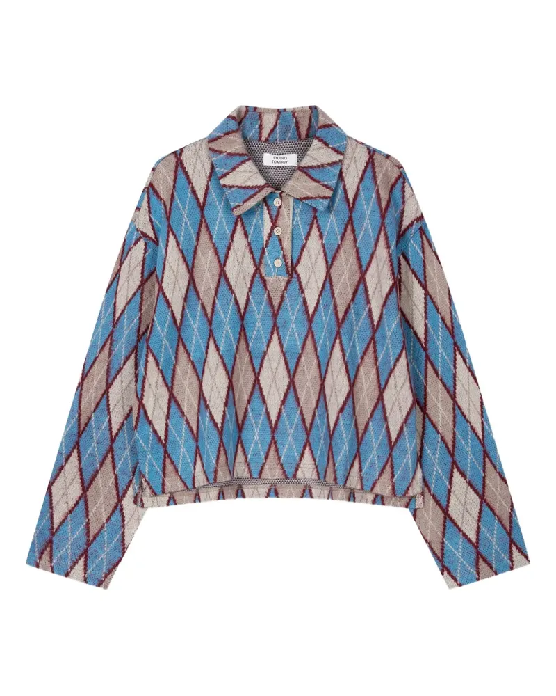 STUDIO TOMBOY argyle-pattern polo top - Blau Blau
