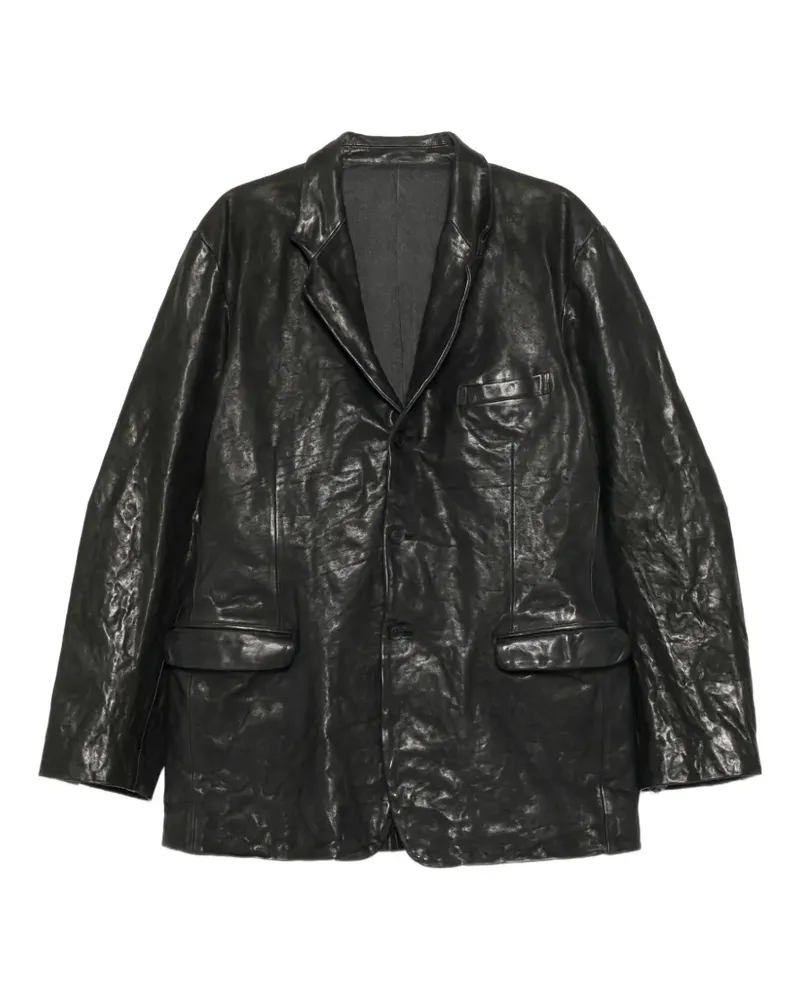 Yohji Yamamoto Klassische Lederjacke - Schwarz Schwarz