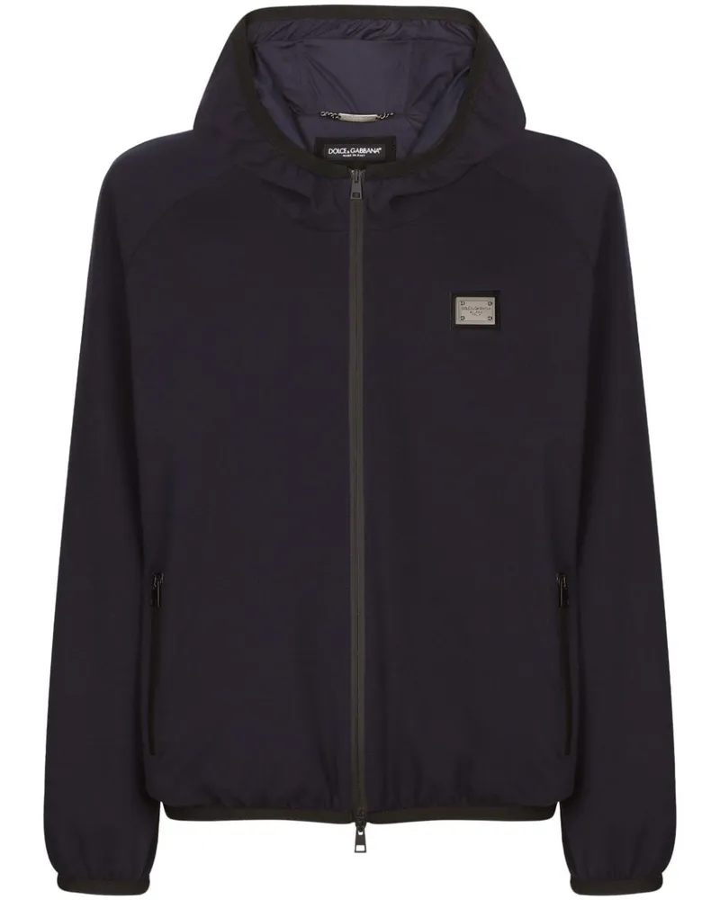 Dolce & Gabbana Kapuzenjacke mit Logo-Schild - Blau Blau
