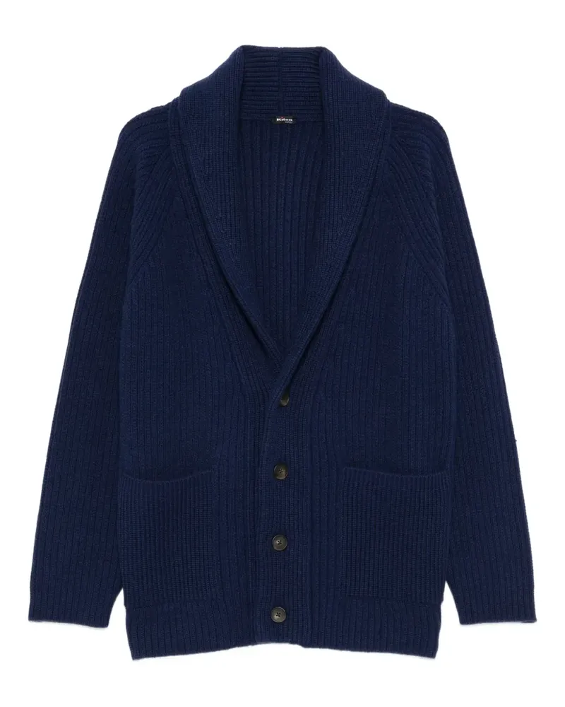 Kiton Gerippter Cardigan mit Schalkragen - Blau Blau