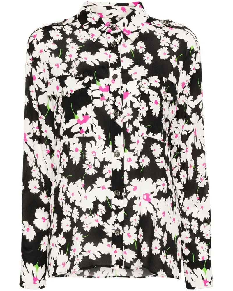 MSGM Hemd mit Blumen-Print - Schwarz Schwarz