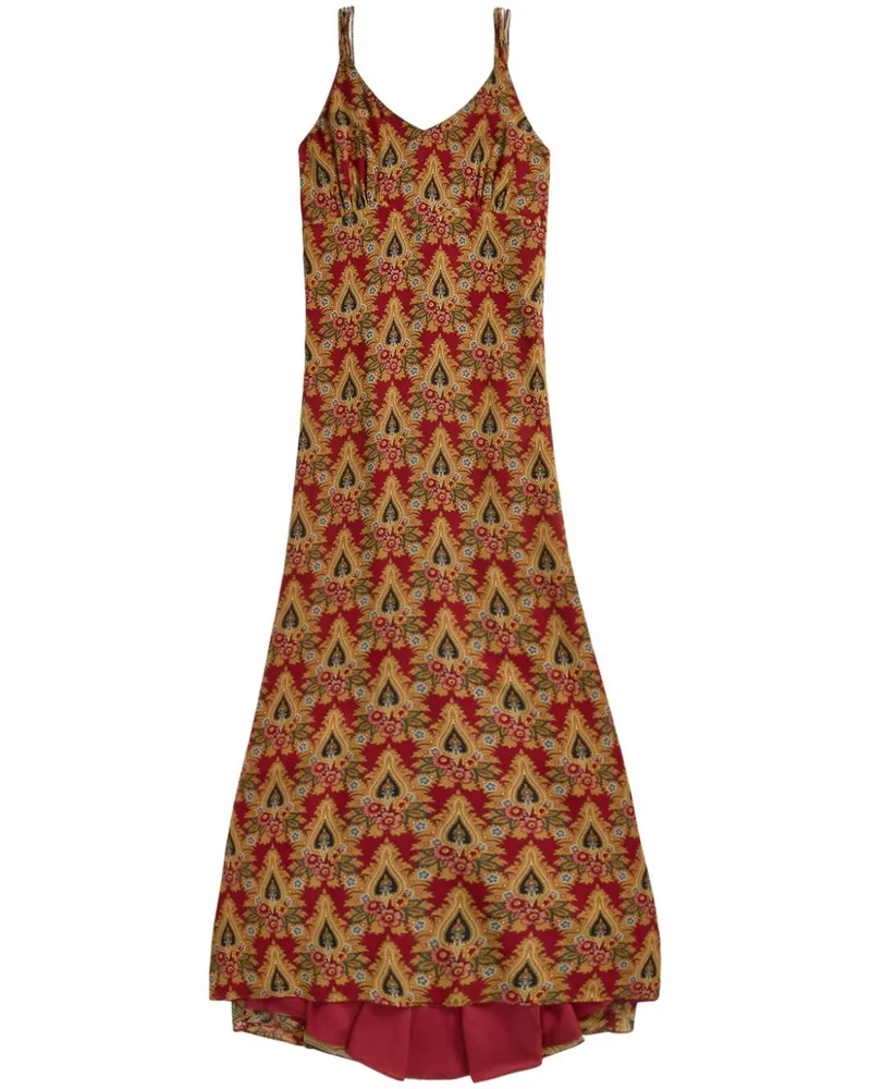 Ralph Lauren Langes Seidenkleid mit Print - Rot Rot