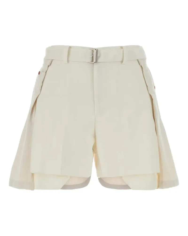 Sacai belted denim shorts - Nude Nude